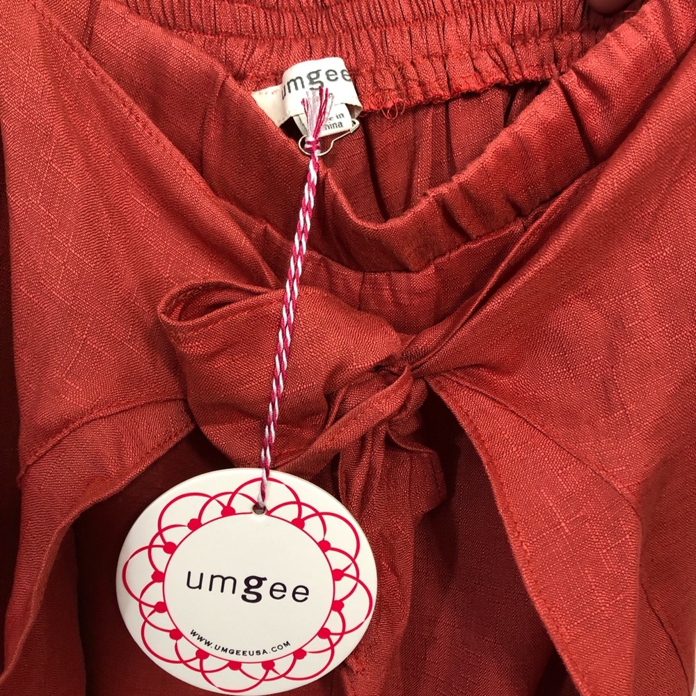 UMGEE Clay Orange High Waist Ruffled Capris - Picture 7 of 8